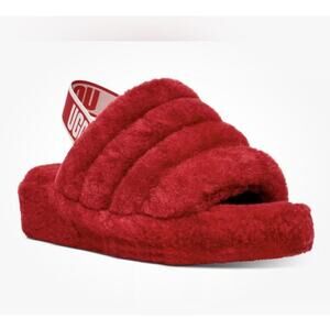 Ugg Fluff Yeah Slipper Slides Red size 9 Women's Shoes Sheepskin Slingback